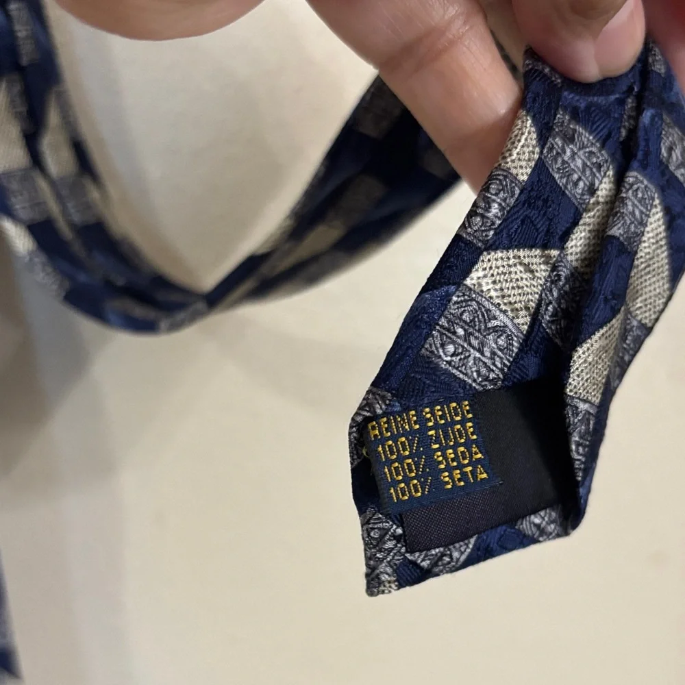 RICHEL ROYAL Stylish Blue and Gray Geometric Men's Tie